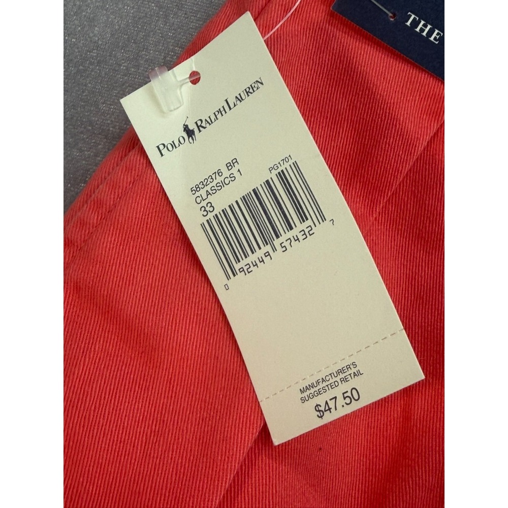 Vintage NWT Polo Ralph Lauren Red Chino Shorts "The Tyler" Size 33 - Picture 9 of 11